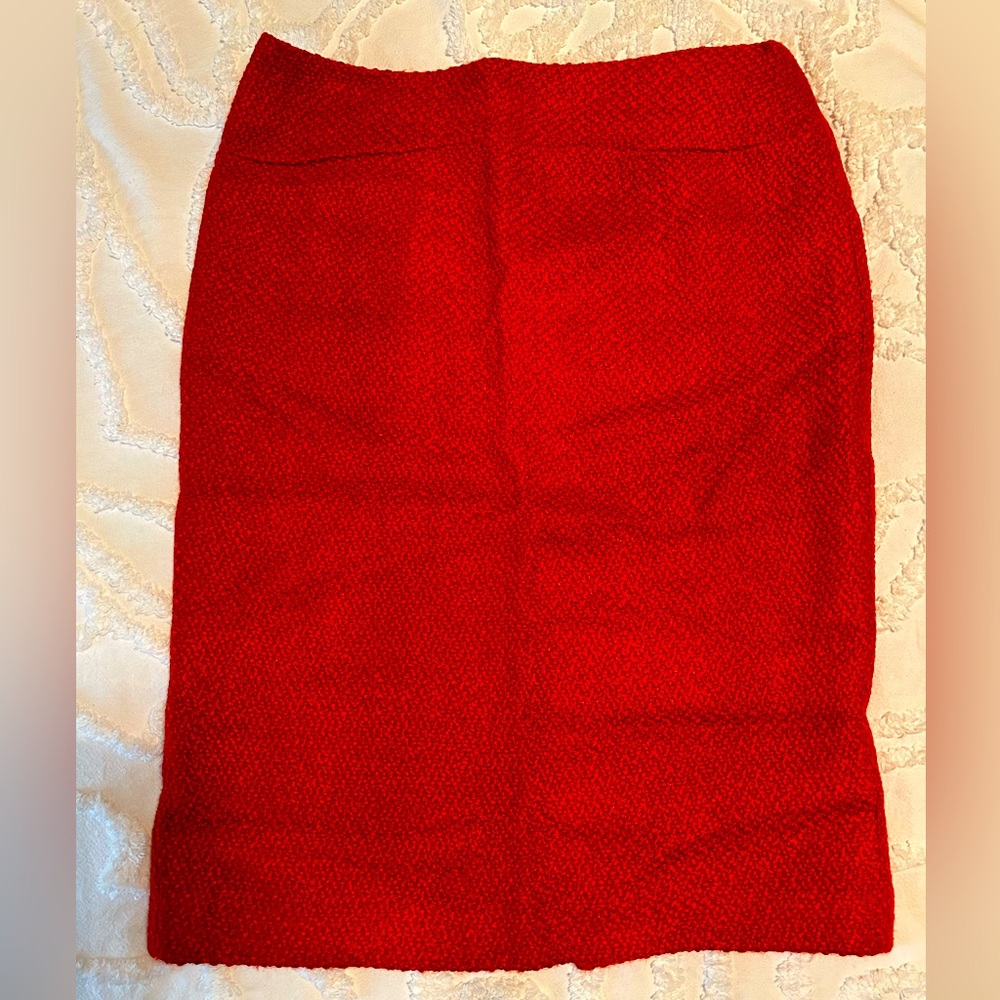 Moulinette Soeurs Red Boucle Pencil Skirt size 10
